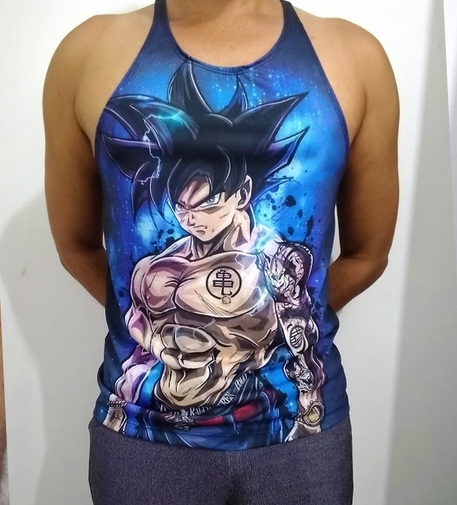 Camiseta De Algodão Goku Cabelo Azul - LOJA KOZ