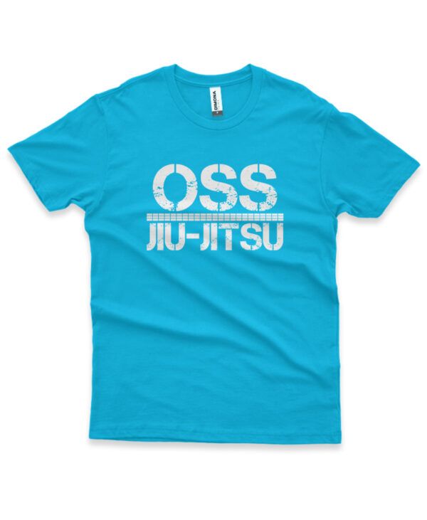 camisa de jiujitsu oss azul claro de algodao