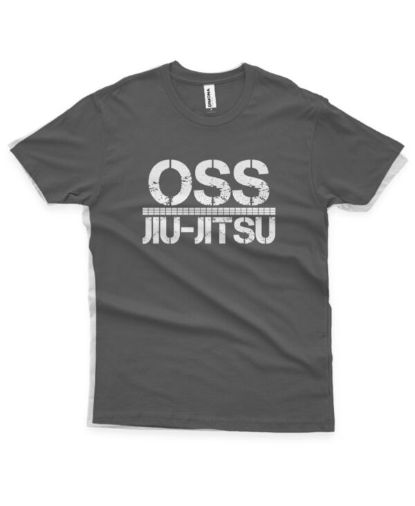 camisa de jiujitsu oss cinza escuro de algodao