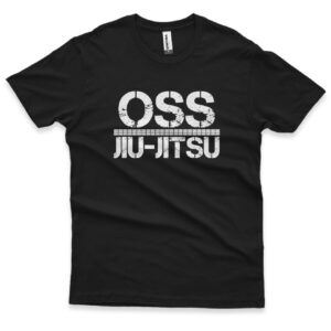 camisa de jiujitsu oss preta de algodao