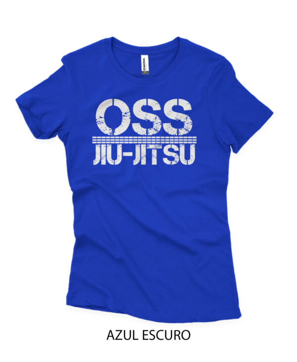 camisa feminina oss jiujitsu de algodao azul escuro