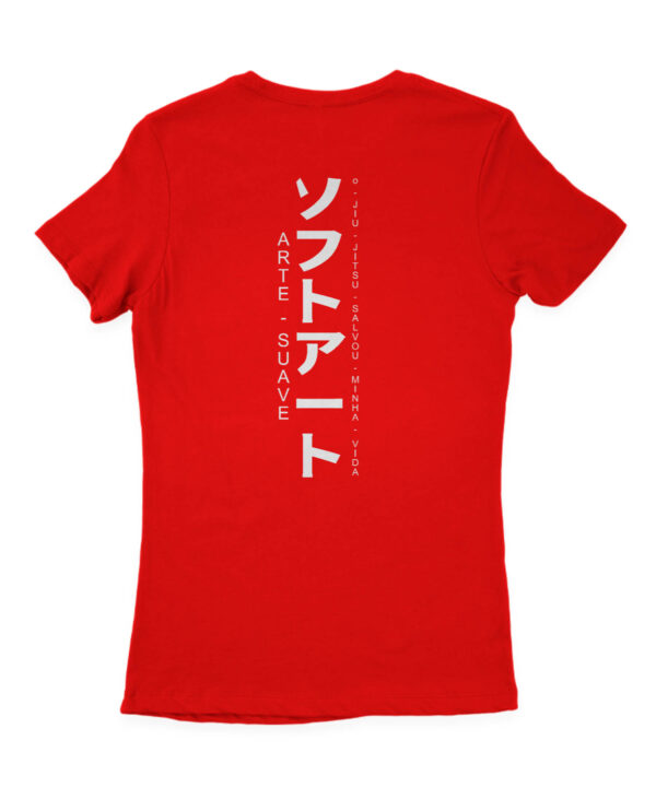camisa feminina oss jiujitsu de algodao vermelho claro costas
