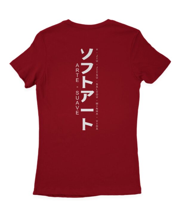camisa feminina oss jiujitsu de algodao vermelho escuro costas