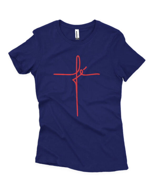 camisa feminina gospel fe azul escuro