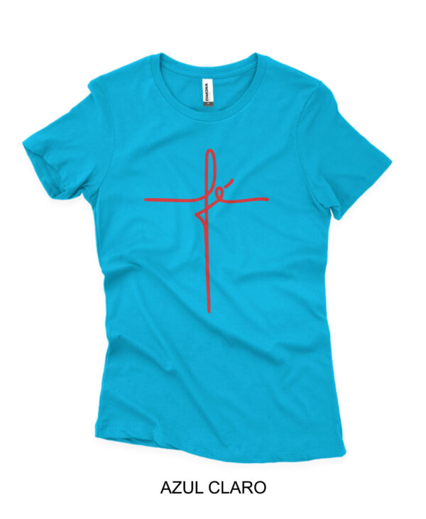 camisa feminina gospel fe azul claro