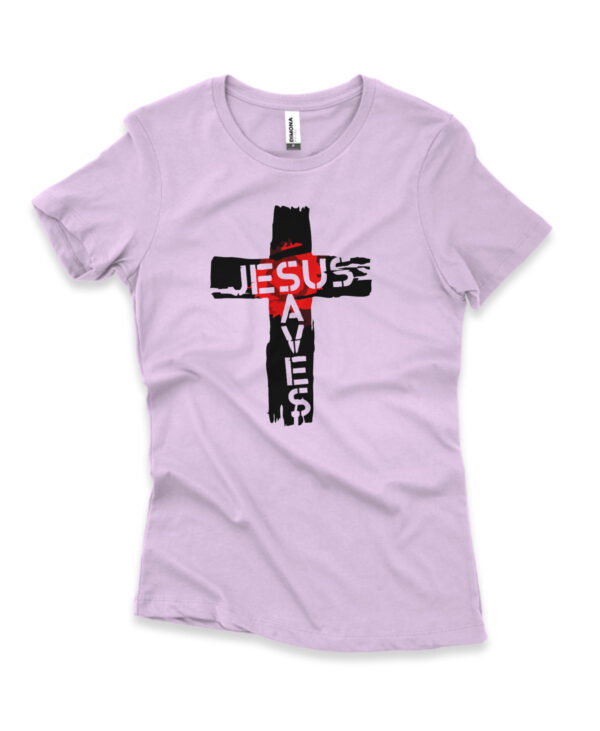 camisa feminina jesus saves de algodão lilás