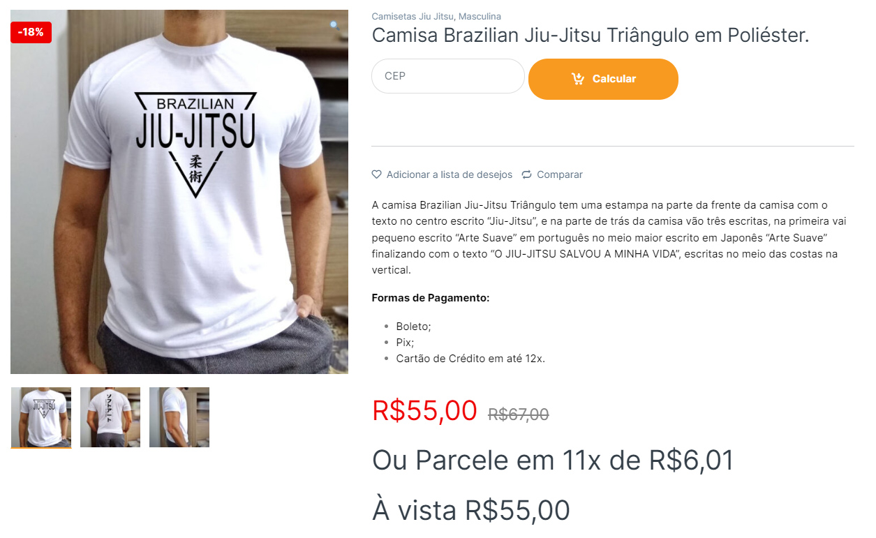camisa brazilian jiu-jitsu poliester