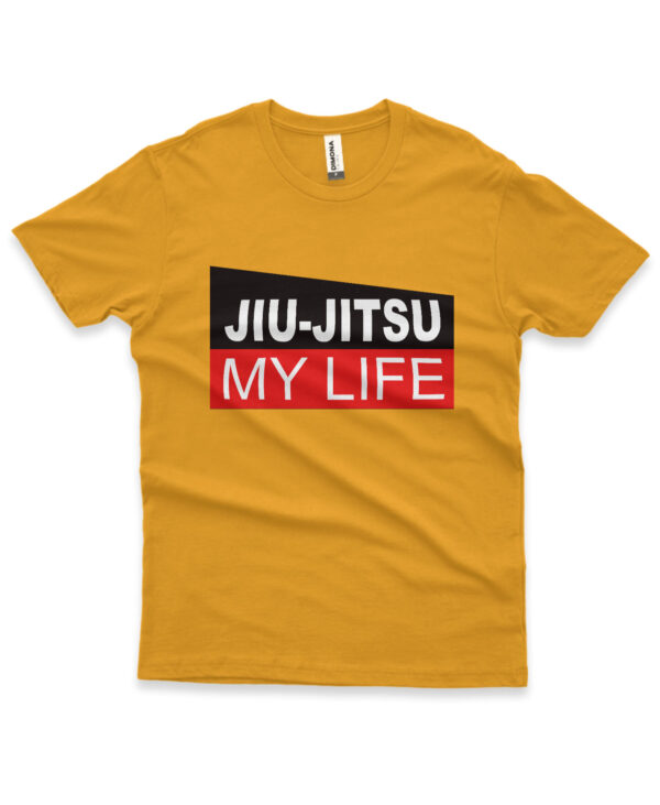 camisa de jiu-jitsu my life amarelo ouro