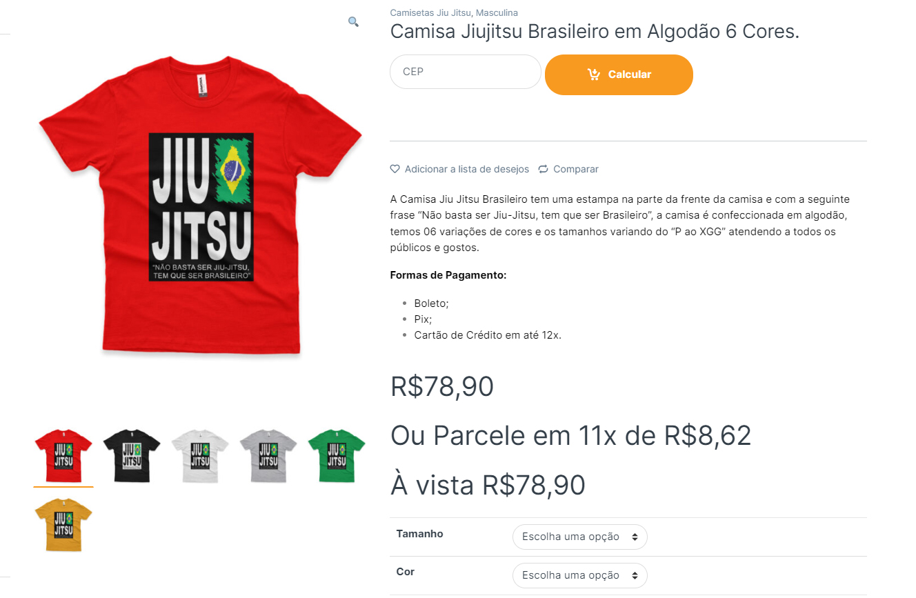 camisa jiujitsu brasileiro em algodao