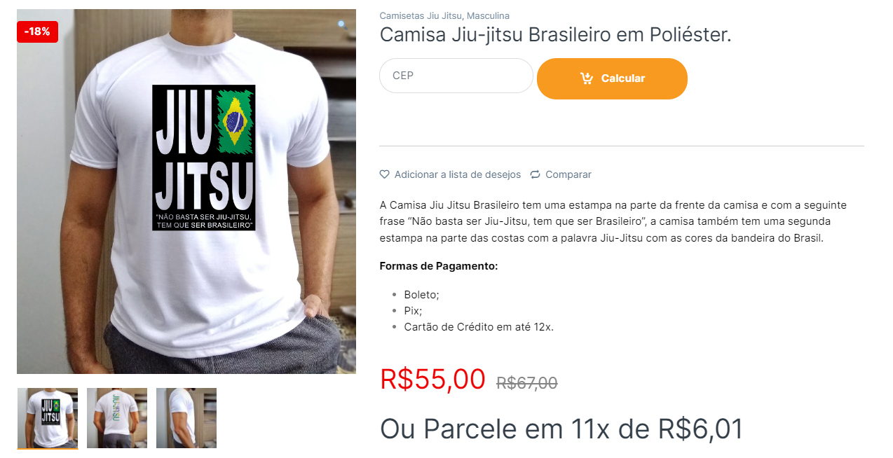 camisa jiujitsu brasileiro em poliester