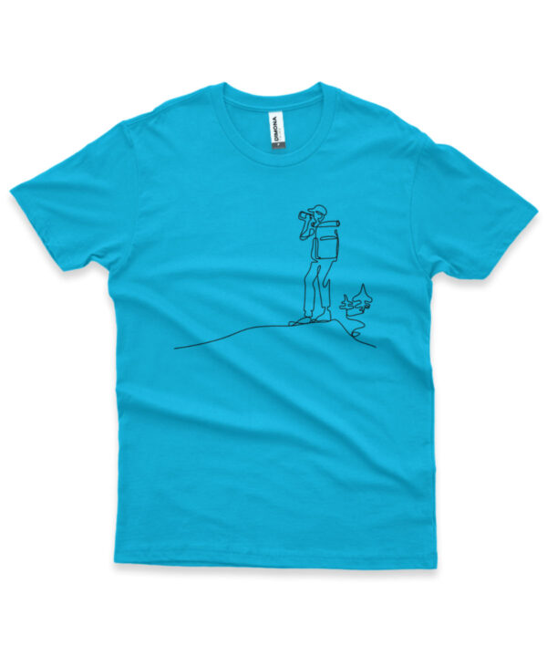 camisa de montanhismo personalizada azul turqueza