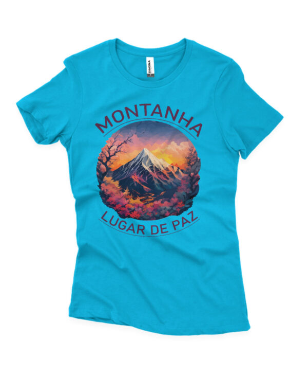 camisa feminina montanha lugar de paz azul