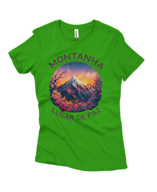 camisa feminina montanha lugar de paz verde