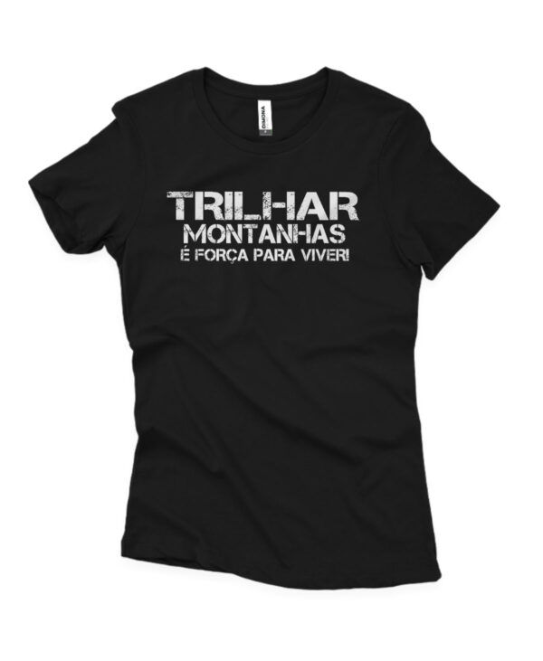 camisa feminina trilhar montanhas preta