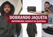 Dobrando Jaqueta de Trilha Impermeável Raincut da Quechua no Bolso.